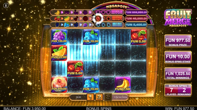 Fruit Merge Megapots - spillskjerm Hold and Spin