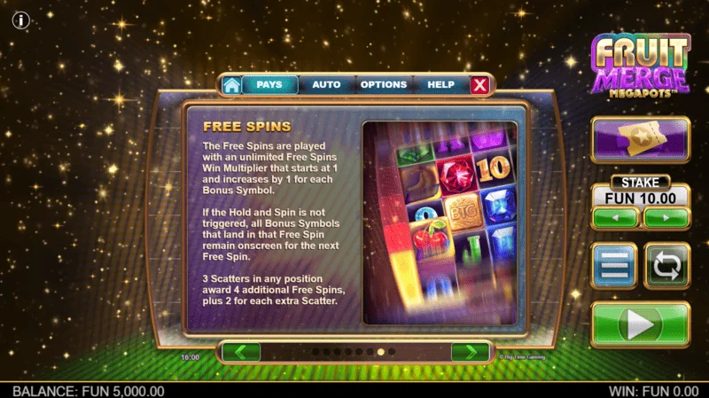 Fruit Merge Megapots - informasjon om Free Spins og multiplikator