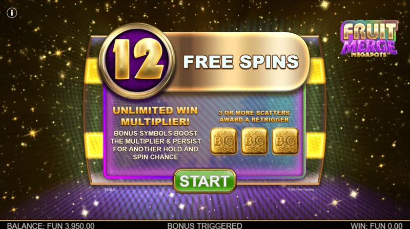 Fruit Merge Megapots - start av Free Spins